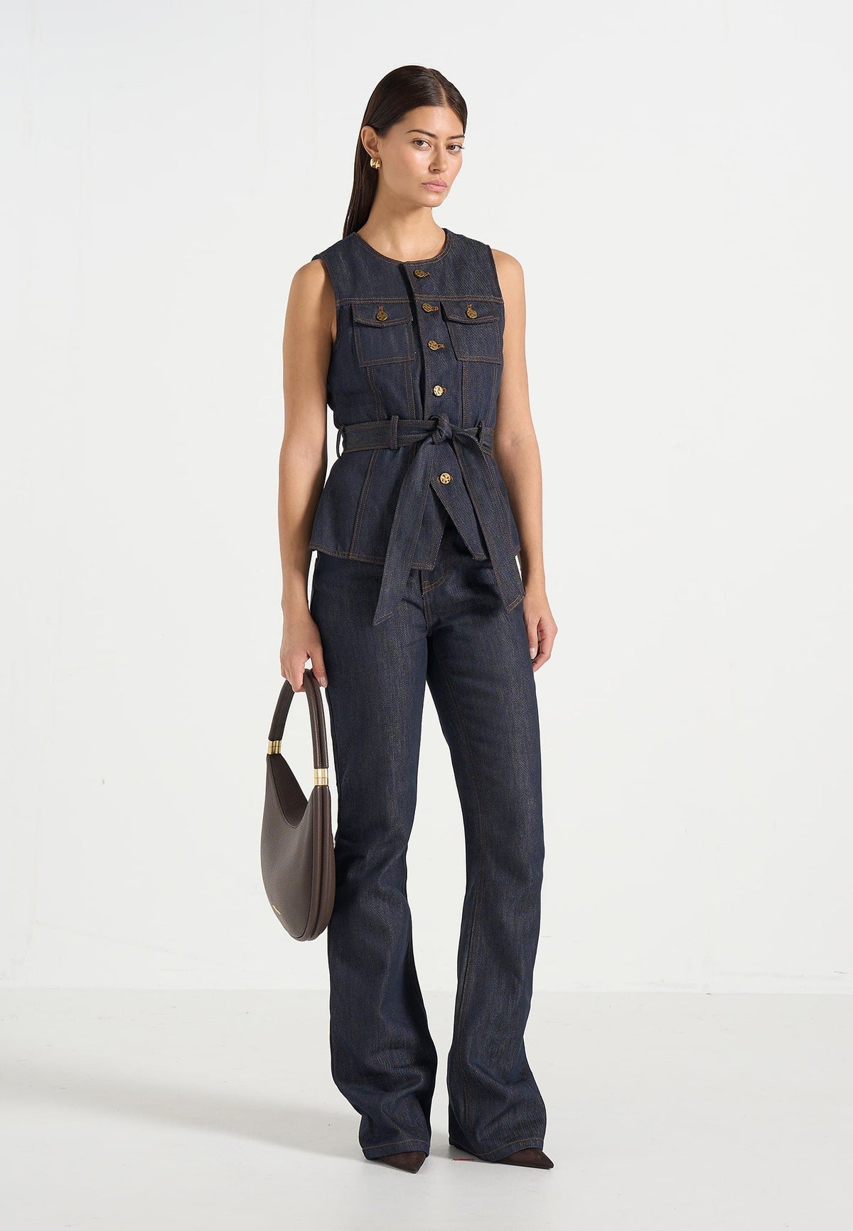 Darcy - Crew Neck Denim Vest - Polished Indigo