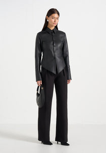 Sonia - Leather Cinch Shirt - Black