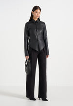 sonia-leather-cinch-shirt-black