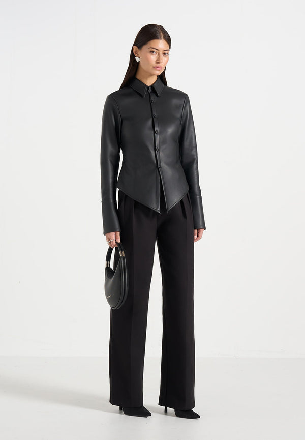 Sonia - Leather Cinch Shirt - Black