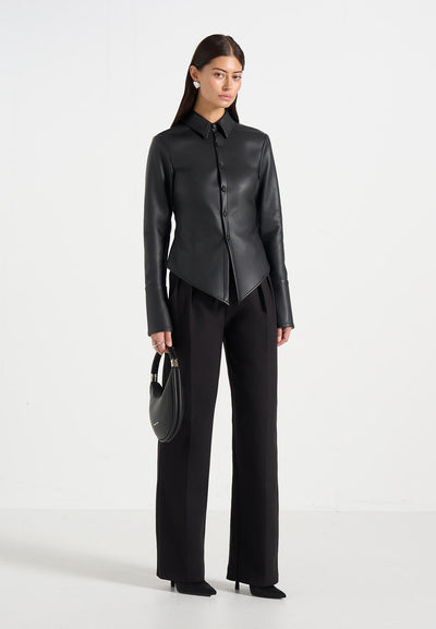 sonia-leather-cinch-shirt-black