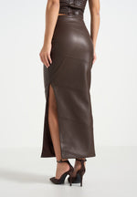 Daisy - Leather Midaxi Skirt - Brown
