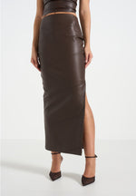 Daisy - Leather Midaxi Skirt - Brown