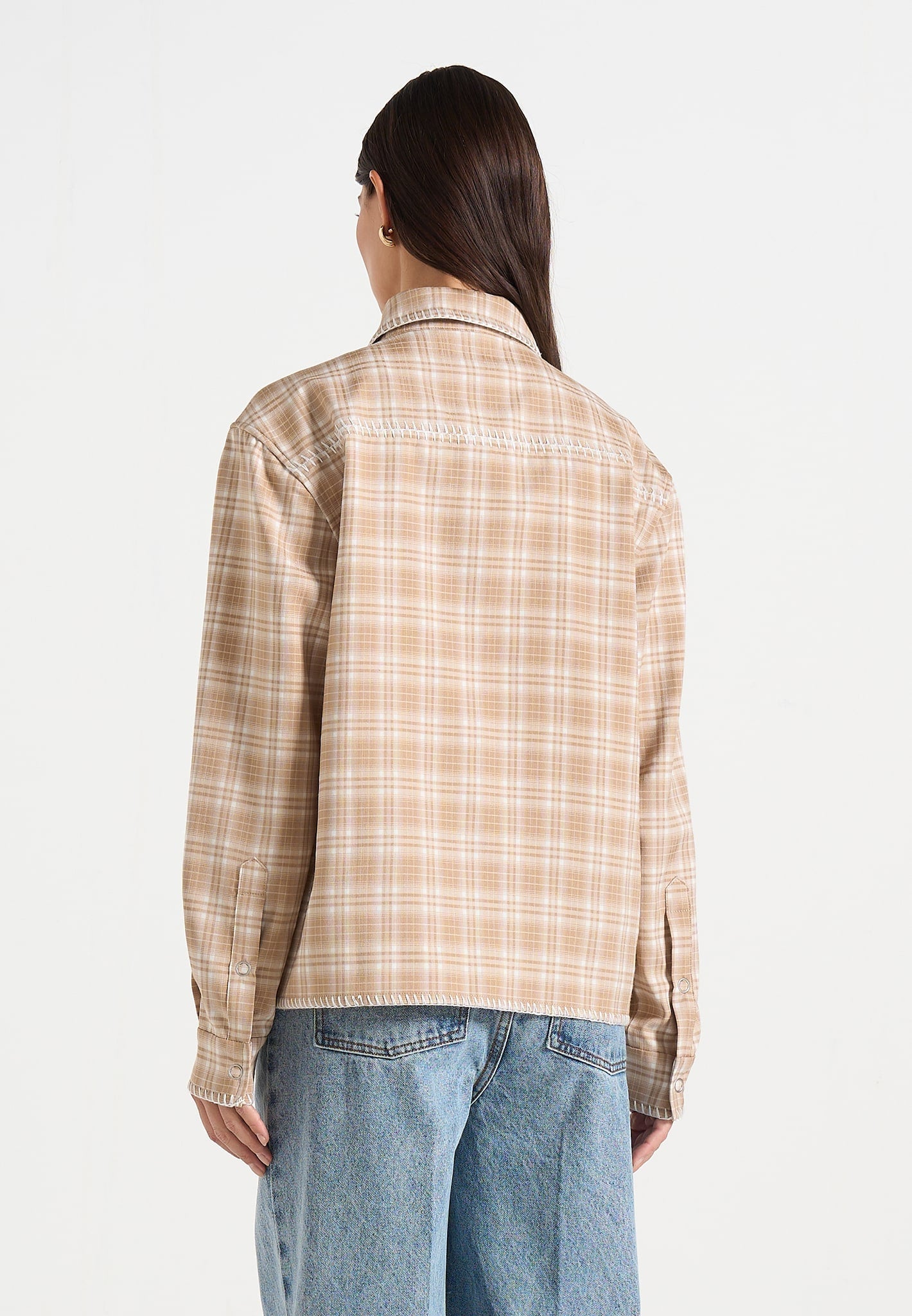 blake-unisex-whipstitch-check-shirt-beige