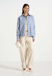 Blake - Unisex Whipstitch Check Shirt - Blue