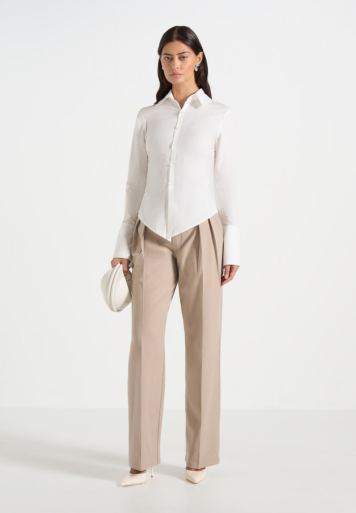 Sonia - Tailored Cotton Cinch Shirt - White