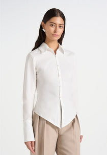 Sonia - Tailored Cotton Cinch Shirt - Off White