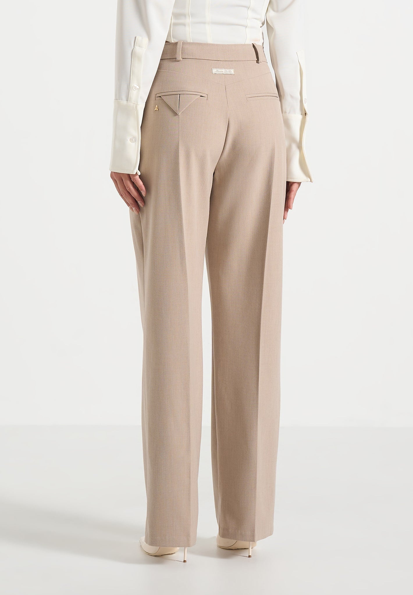 Julie - Tailored Twin Pleat Pants - Beige