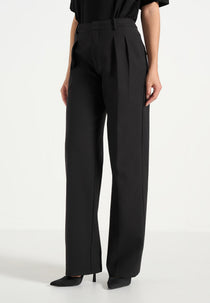 Julie - Tailored Twin Pleat Pants - Black