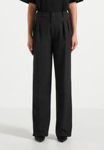 Julie - Tailored Twin Pleat Pants - Black