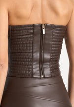 Evie - Bandeau Leather Corset Top - Brown