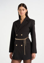 zara-double-breasted-blazer-dress-with-chain-black