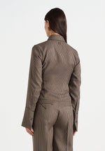 Sonia - Houndstooth Cinch Shirt - Brown