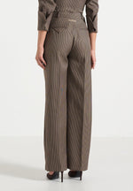 Julie - Houndstooth Twin Pleat Pants - Brown