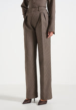 Julie - Houndstooth Twin Pleat Pants - Brown