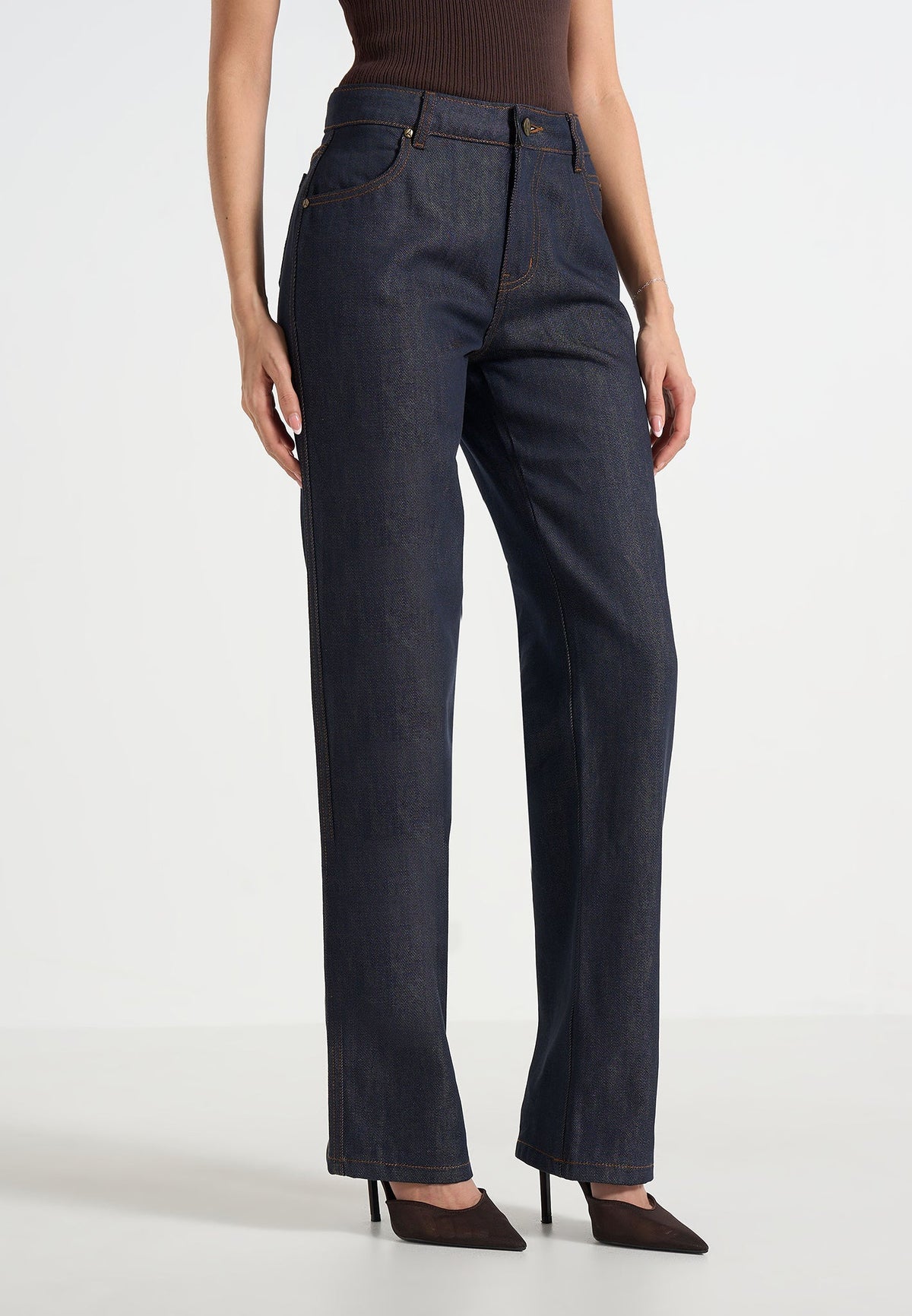 Florence - High Rise Straight Leg Denim Jeans - Indigo