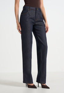 Florence - High Rise Straight Leg Denim Jeans - Indigo