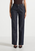 Florence - High Rise Straight Leg Denim Jeans - Indigo