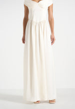 Sia - Off-Shoulder Satin Corset Maxi Dress - Ivory