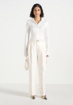 Danielle - Tailored Pleated Cargo Pants - Off White
