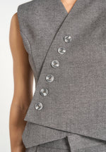 Laurence - Tailored Asym Wrap Suit Vest - Grey Marl