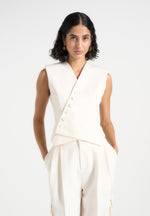 Laurence - Tailored Asym Wrap Suit Vest - Off White