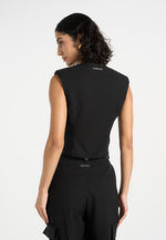 Laurence -  Tailored Asym Wrap Suit Vest - Black