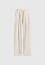 Ivanna - Elasticated Wide Leg Striped Cotton Pants - Cream