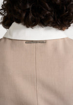 Irene - Collar Detail Cinched Suit Vest - Beige/White
