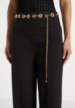Perrine - Hardware Detail Belted Pants - Black