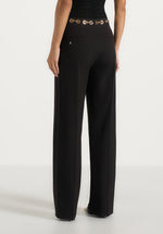 Perrine - Hardware Detail Belted Pants - Black