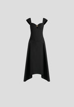 Faith - Cap Sleeve Corset Cotton Midi Dress - Black