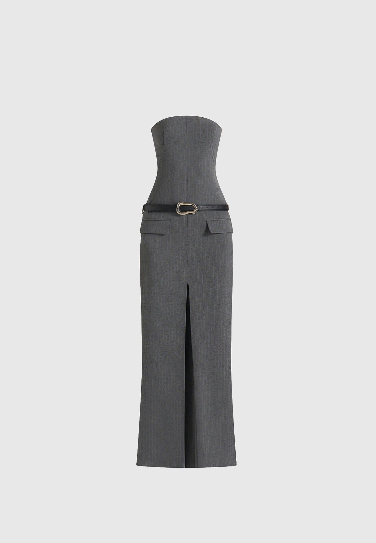 tabitha-tailored-pinstripe-bandeau-belted-maxi-dress-grey