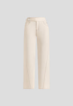 Loane - Twist Leg Boyfriend Jeans With Waist Adjuster - Cream