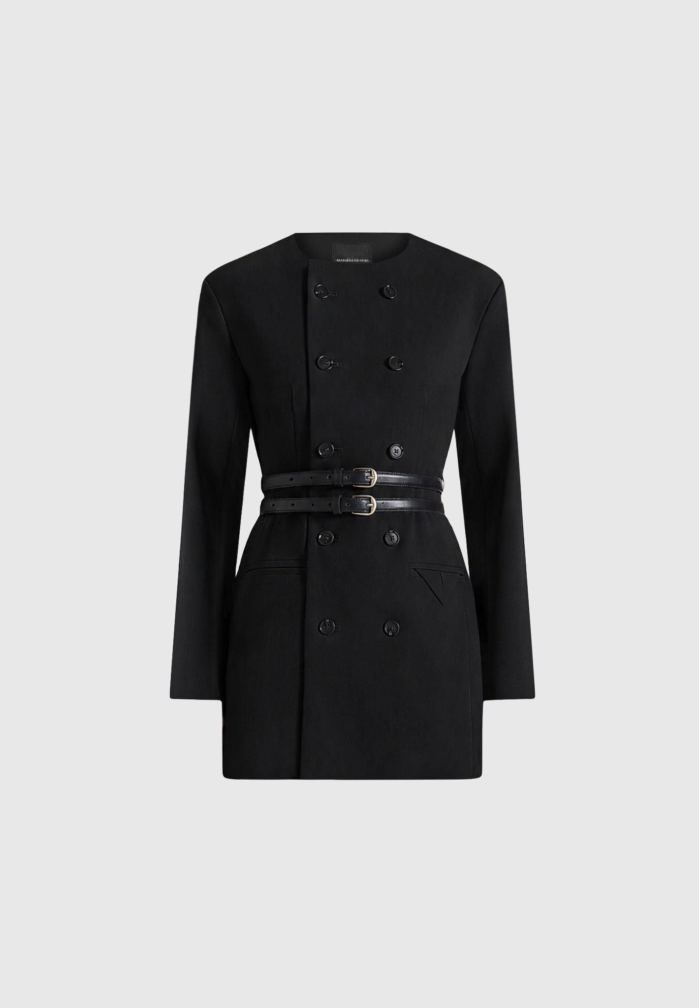 sierra-double-breasted-belted-blazer-dress-black