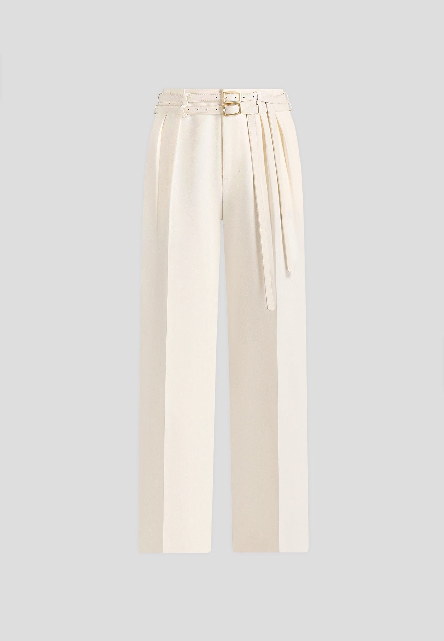 Pascale - Tailored Twin Belt Pants - Off White