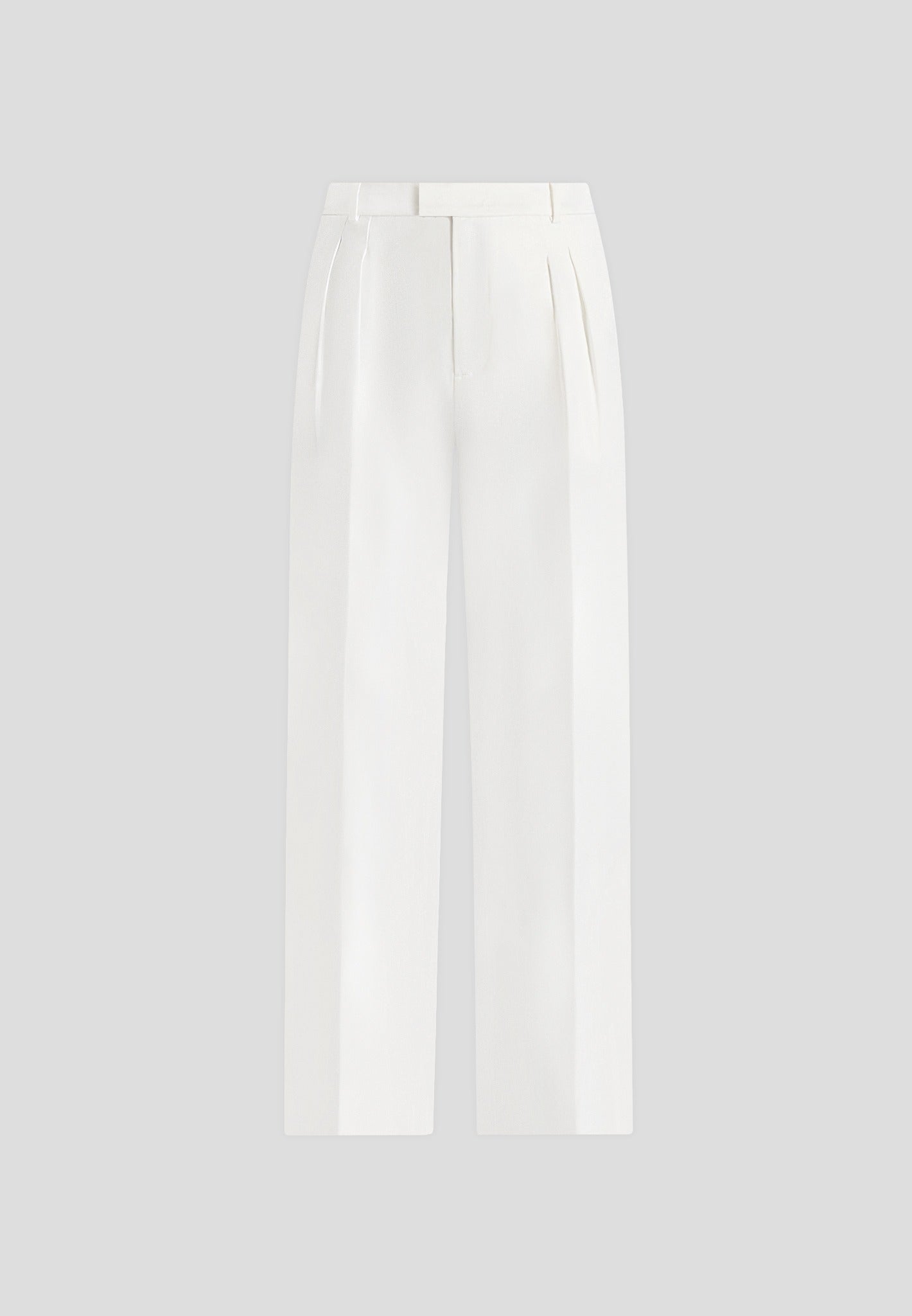 Julie - Satin Twin Pleat Pants - White
