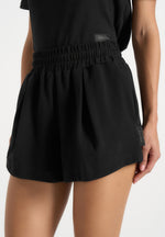 SH002 - Gathered Waist Cotton Shorts - Black