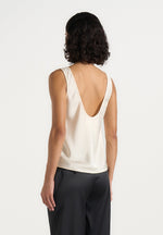 Mathilda - Satin Scoop Neck Open Back Vest - Ivory