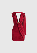 mirena-ruched-open-back-mini-dress-with-scarf-red