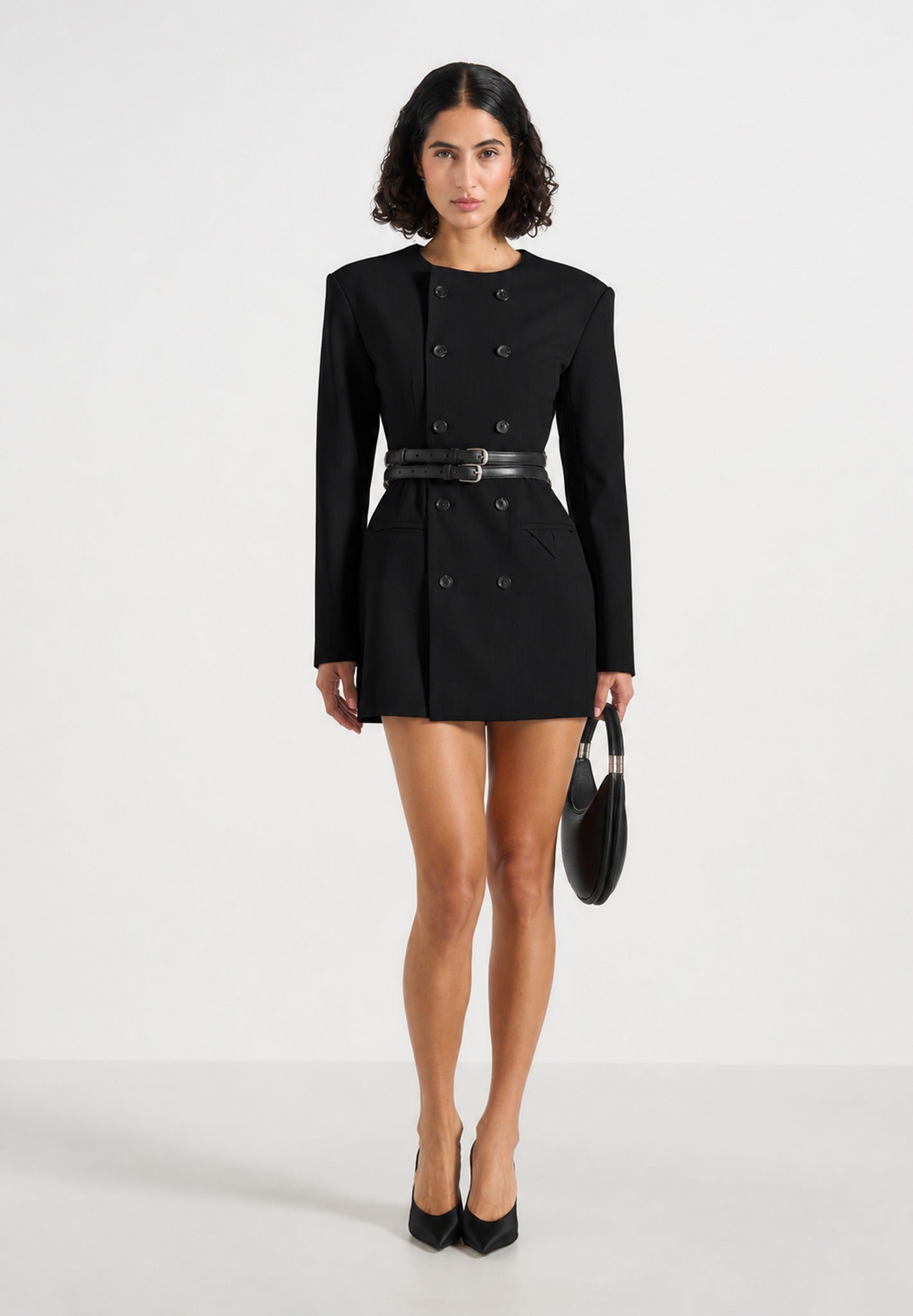 sierra-double-breasted-belted-blazer-dress-black