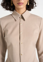 Sonia - Tailored Cinch Shirt - Beige