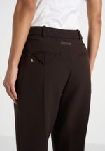 Julie - Tailored Twin Pleat Pants - Dark Brown