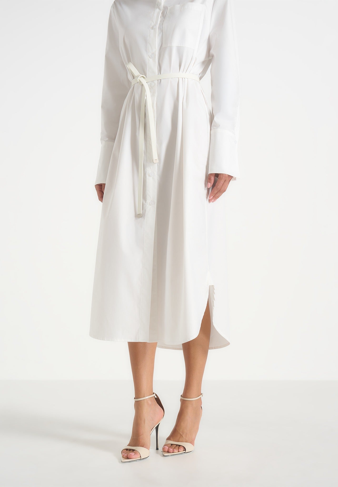 isa-belted-cotton-midi-shirt-dress-white