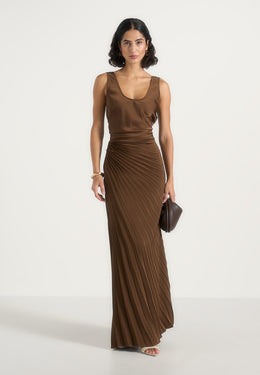 fiona-satin-fan-pleat-maxi-skirt-brown