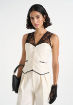 Veronica - Lace Tailored Corset Suit Vest - White