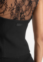 Veronica - Lace Tailored Corset Suit Vest - Black