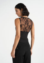 Veronica - Lace Tailored Corset Suit Vest - Black