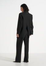 Elena - Oversized Open Back Tailored Blazer - Black