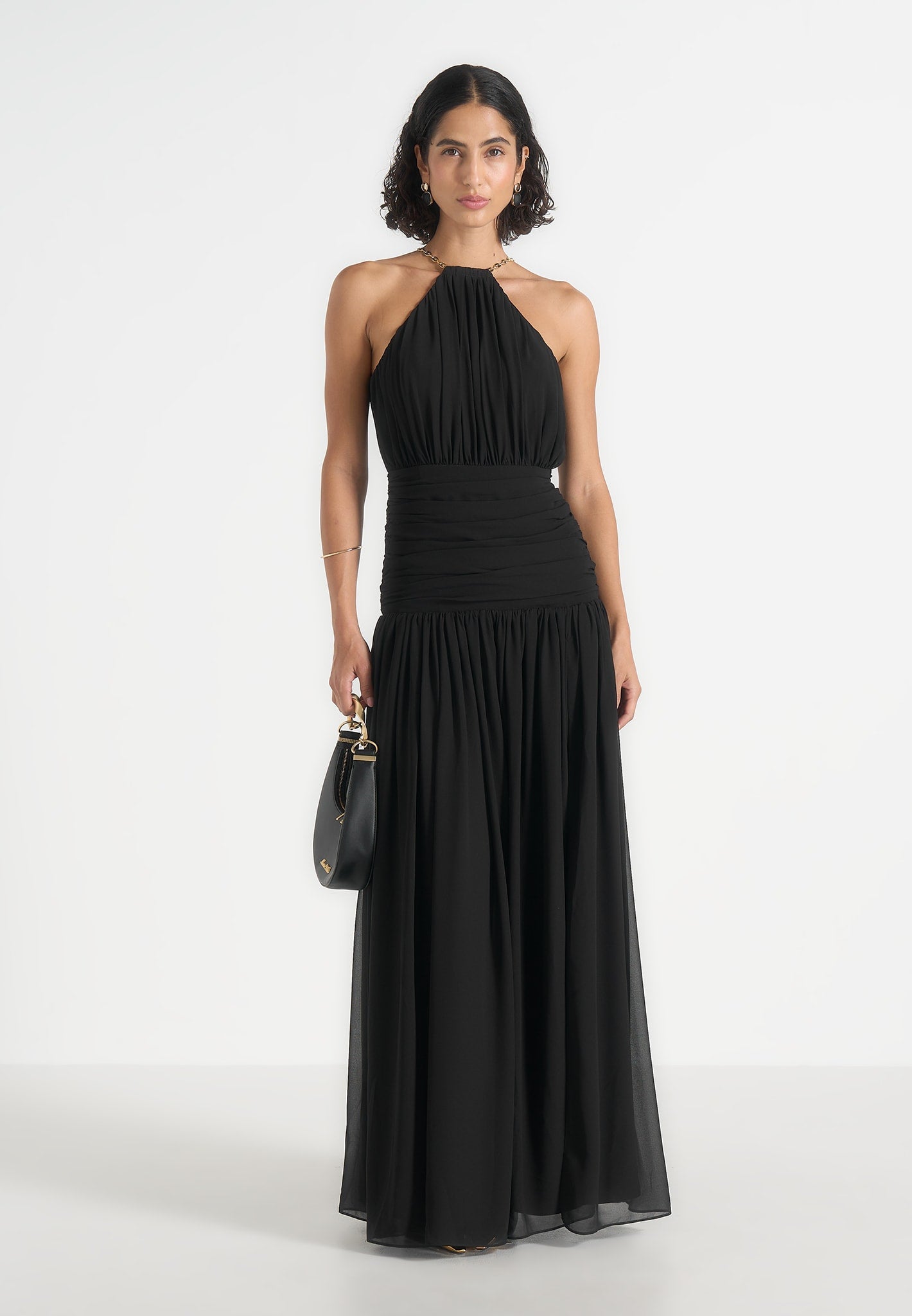fabienne-metallic-ruched-halterneck-maxi-dress-black